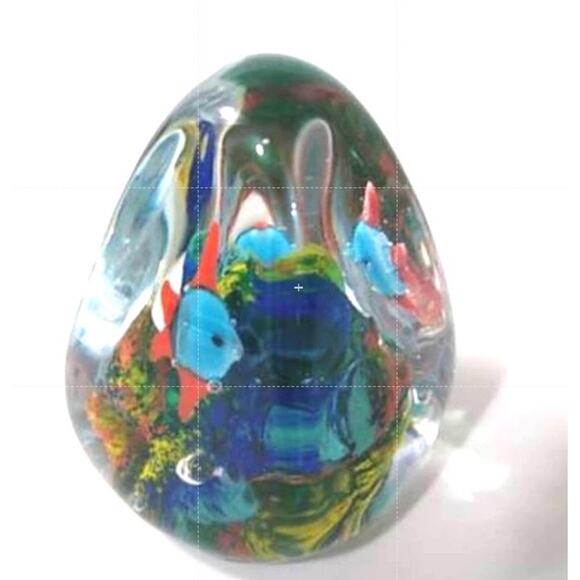 Vintage Murano Paperweight Ocean Fish Coral Reef Handblown Art Glass Sea Aquatic - Picture 2 of 12